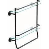 20 in. W Double Glass Shelf with Towel Bar in Brushed Nickel - Super Arbor