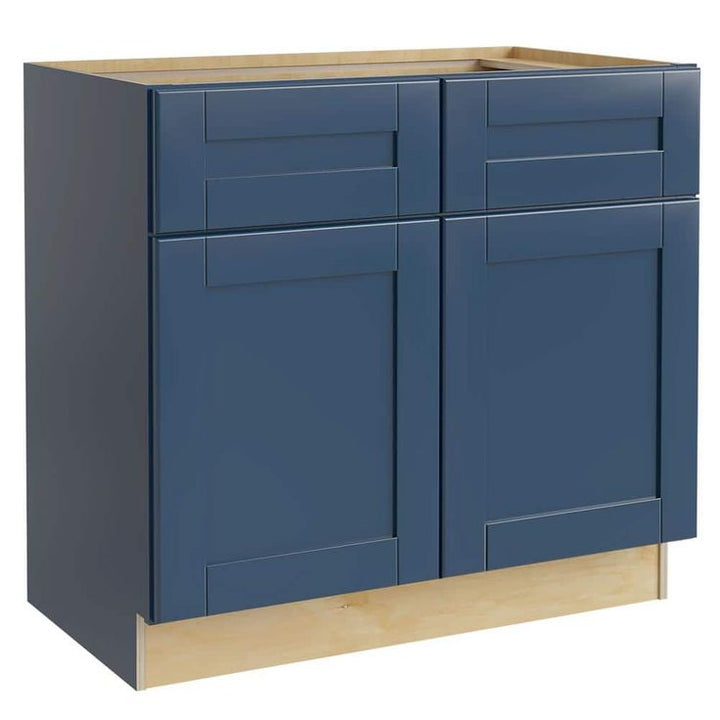 Home Decorators Collection Washington Vessel Blue Plywood Shaker Assembled Vanity Sink Base Kitchen Cabinet Sft Cls 33 in W x 21 in D x 34.5 in H