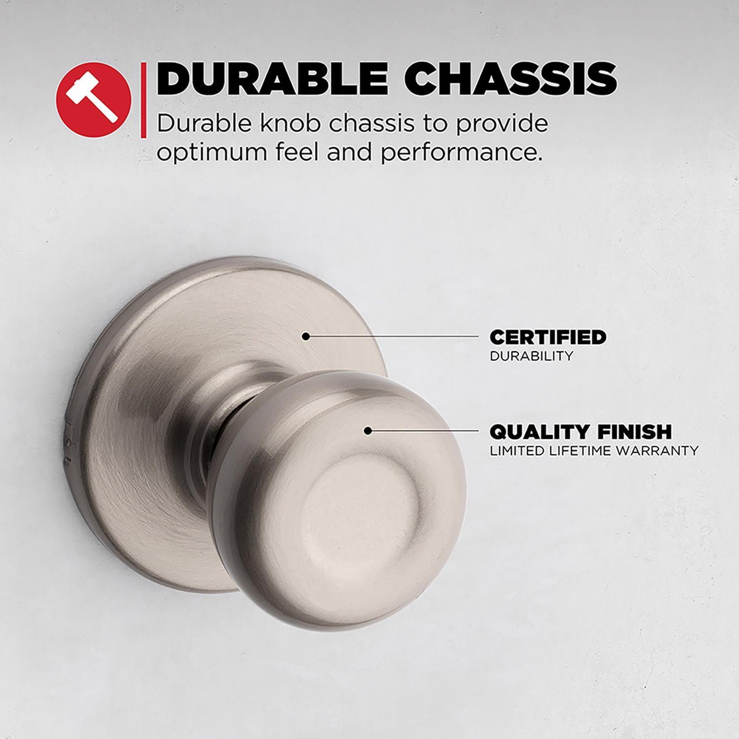 Kwikset Tylo Satin Nickel Passage Door Knob, Universal Handing (Hall/Closet)