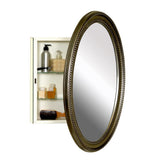 25 in. W x 32 in. H Zenith Oval Mirror Surface Mount Medicine Cabinet in Pewter - Super Arbor
