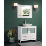 36 in. W x 18.5 in. D x 36 in. H Bathroom Vanity in White with Single Basin Vanity Top in White Ceramic and Mirror - Super Arbor