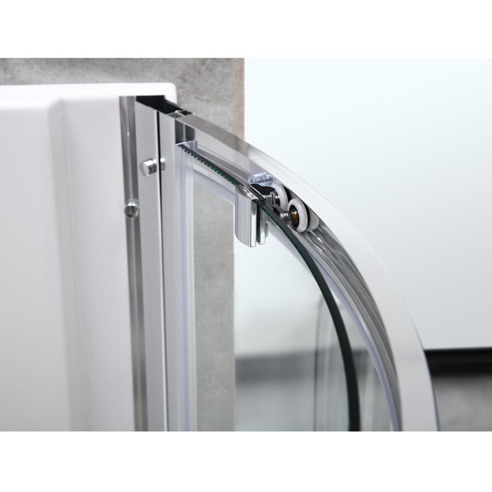 Maia 38 in. x 79.50 in. Corner Drain Corner Shower Kit in Clear and Chrome - Super Arbor
