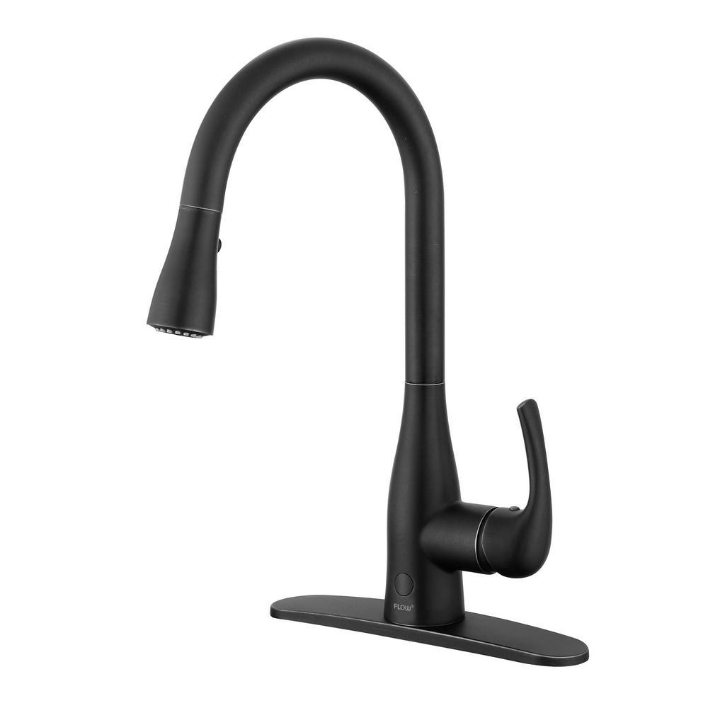 Motion Activated Single-Handle Pull-Down Sprayer Kitchen Faucet in Matte Black - Super Arbor