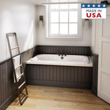 MARINEO 66 in. x 42 in. Acrylic Rectangular Drop-in Center Drain Soaking Bathtub in White - Super Arbor