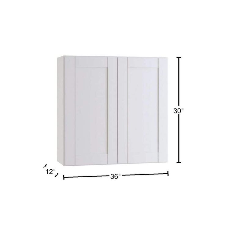 Home Decorators Collection Washington Vesper White Plywood Shaker Assembled Wall Kitchen Cabinet Soft Close 36 in W x 12 in D x 30 in H