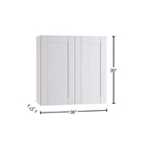 Home Decorators Collection Washington Vesper White Plywood Shaker Assembled Wall Kitchen Cabinet Soft Close 36 in W x 12 in D x 30 in H