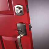 Greenwich Satin Nickel Single Cylinder Deadbolt with Sacramento Lever Door Handleset - Super Arbor