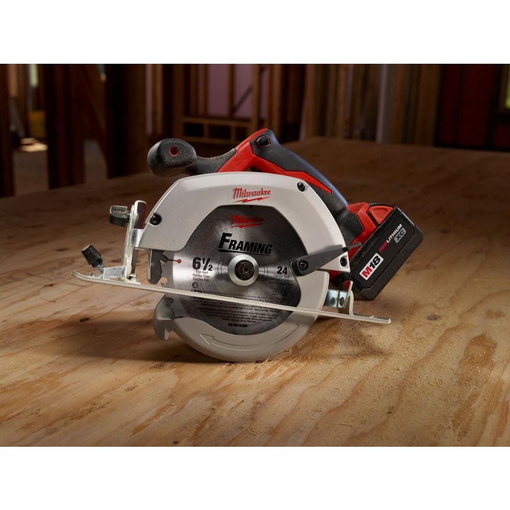 M18 18-Volt Lithium-Ion 6-1/2 in. Cordless Circular Saw Kit with Two 3.0 Ah Batteries, 24T Saw Blade, Charger, Tool Bag - Super Arbor