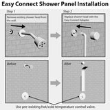 39 in. 2-Jet Easy Connect Shower Panel System in Stainless Steel with Rainfall Waterfall Shower Head and Shower Wand