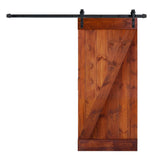36 in x 84 in Z Series DIY Dark Walnut Finished Knotty Pine Wood Sliding Barn Door Slab with Hardware Kit - Super Arbor
