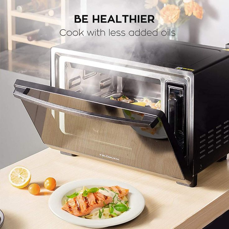 1400W 6 Slices of Bread Black 26 Qt Countertop Steam Convection Oven Toaster Oven, with Bread Cooking Trays