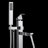1-Handle Freestanding Floor Mount Roman Tub Faucet Bathtub Filler with Hand Shower in Chrome