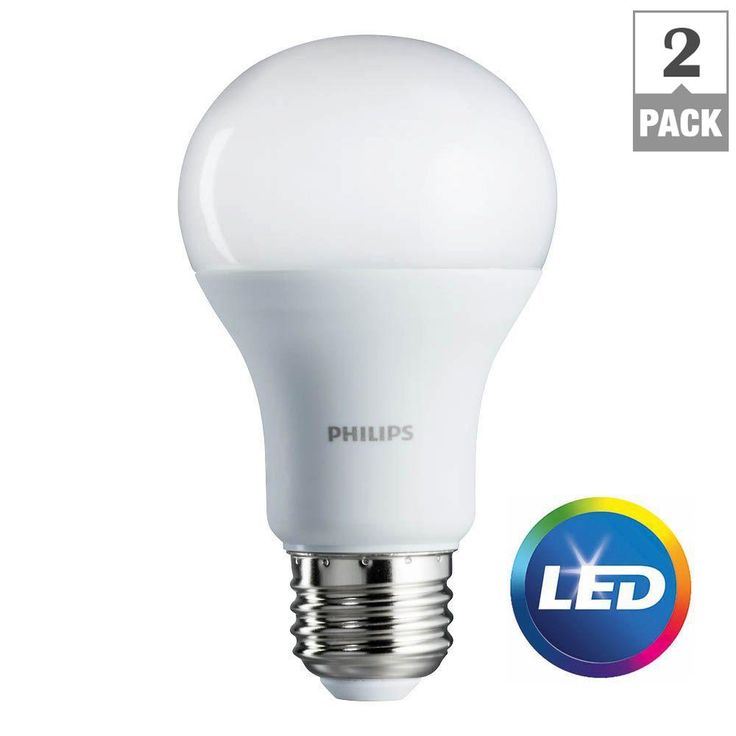 Philips 100-Watt Equivalent A19 Non-Dimmable Energy Saving LED Light Bulb Daylight (5000K) (2-Pack)