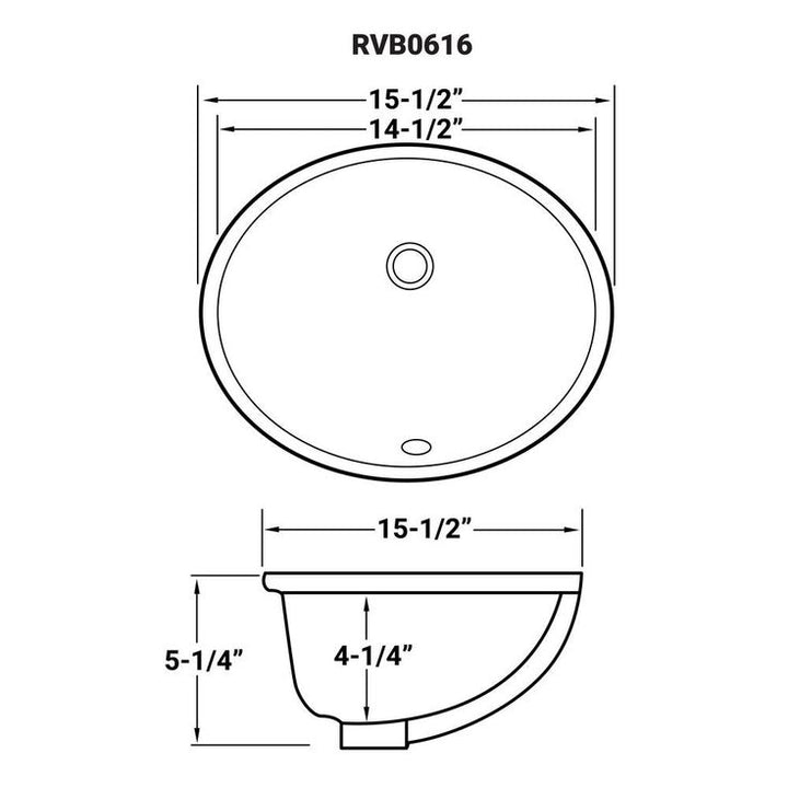 Ruvati 15 in. x 12 in. Oval Undermount Vanity Bathroom Porcelain Ceramic with Overflow in White