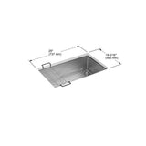 Strive Undermount Stainless Steel 29 in. Single Bowl Kitchen Sink Kit with Sink Rack - Super Arbor