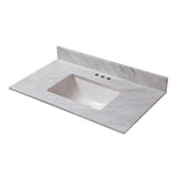 61 in. W Engineered Marble Single Sink Vanity Top in Winter White with White Trough Sink - Super Arbor