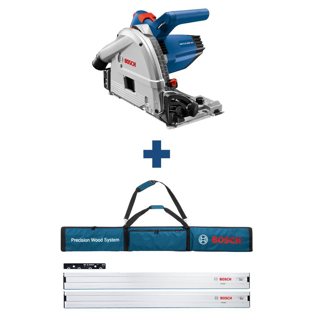 6-1/2 in. 13 Amp Corded Track Saw with Free 63 in. Aluminum Tracks and Carrying Bag - Super Arbor