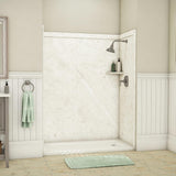 Royale 36 in. x 60 in. x 80 in. 11-Piece Easy Up Adhesive Alcove Bathtub/Shower Wall Surround in Calacatta White - Super Arbor