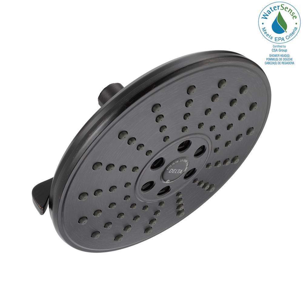 3-Spray 7.7 in. Single Wall Mount Fixed Rain H2Okinetic Shower Head in Venetian Bronze - Super Arbor