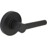 Highland Matte Black Hall and Closet Door Lever with Round Rose