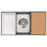 Prolific Workstation Undermount Stainless Steel 33 in. Single Bowl Kitchen Sink Kit with Accessories - Super Arbor