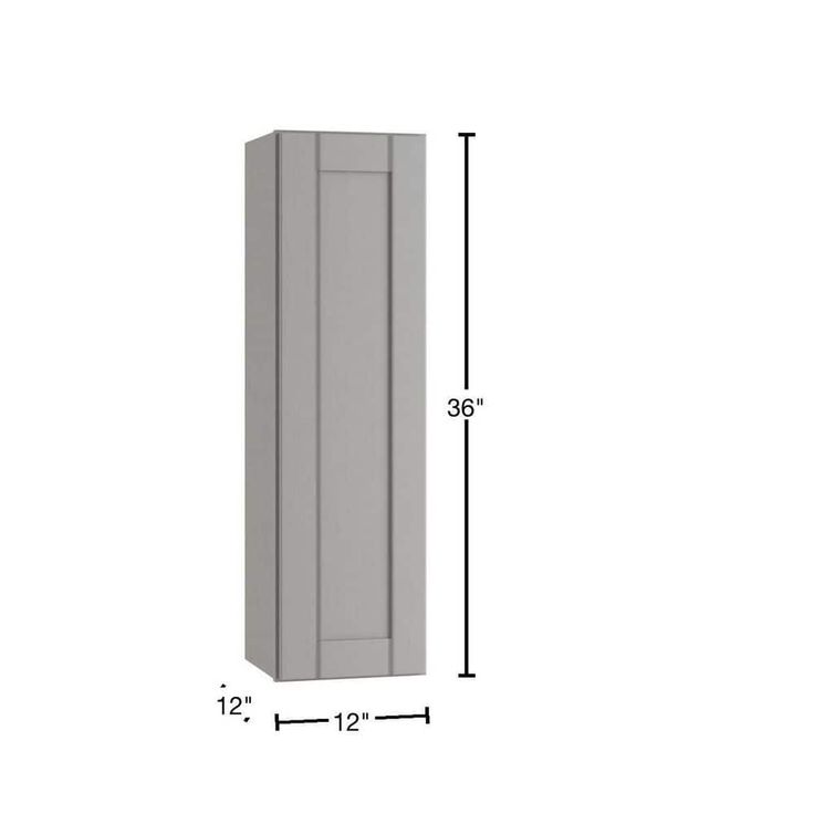 Home Decorators Collection Washington Veiled Gray Plywood Shaker Assembled Wall Kitchen Cabinet Soft Close Left 12 in W x 12 in D x 36 in H
