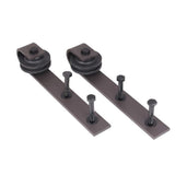120 in. Antique Bronze Bent Strap Sliding Barn Style Door Hardware Track (2-Set) - Super Arbor