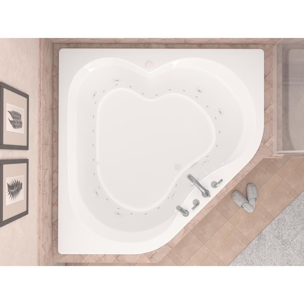 Beryl 5 ft. Acrylic Corner Drop-in Whirlpool Air Bathtub in White - Super Arbor