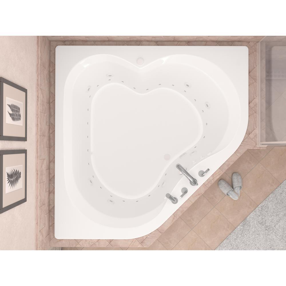 Beryl 5 ft. Acrylic Corner Drop-in Whirlpool Air Bathtub in White - Super Arbor