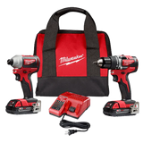 Milwaukee M18 18-Volt Brushless Cordless Compact Drill/Driver & Impact Driver Combo Kit (2-Tool) with SHOCKWAVE Bit Set, 45-Piece