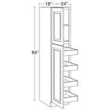 Home Decorators Collection Grayson 18 in. W x 24 in. D x 84 in. H Assembled Plywood Pantry Kitchen Cabinet in Mythic Blue with 4ROT Soft Close LH