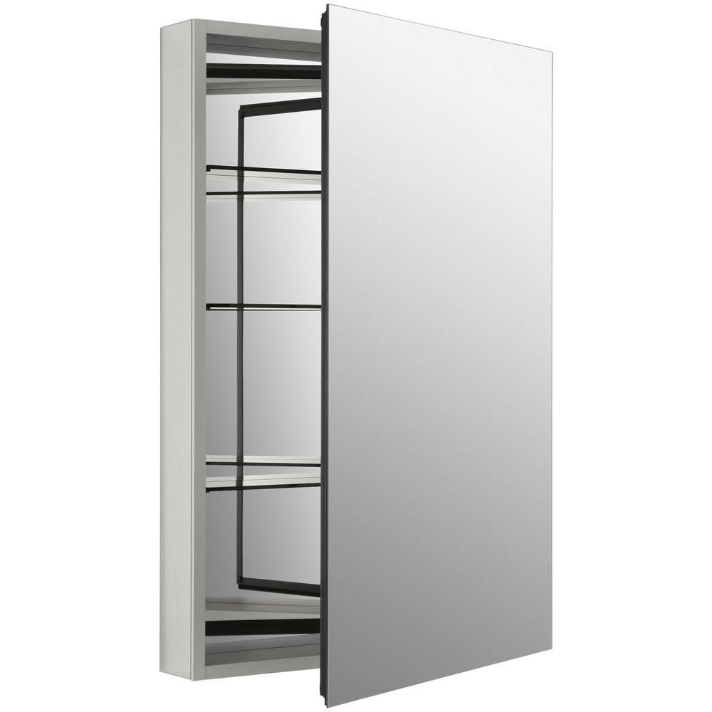 Catalan 24.125 in. W x 36 in. H x 5 in. D Recessed or Surface Mount Medicine Cabinet in Satin Anodized Aluminum - Super Arbor