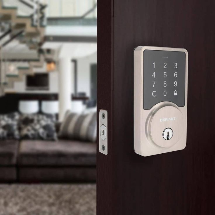 Defiant Square Satin Nickel Smart Wi-Fi Deadbolt Powered By Hubspace