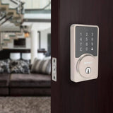 Defiant Square Satin Nickel Smart Wi-Fi Deadbolt Powered By Hubspace