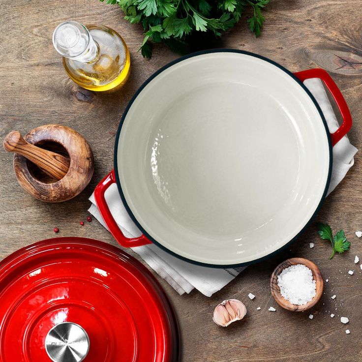 Kitchen Dutch Oven Pot - Enamel Coated Cast Iron Pot with Lid, Stovetop Casserole Pot Style (5 Quart)