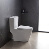1-Piece Dual Flush 1.2 GPF/0.8 GPF Elongated High Efficiency Skirted Toilet All-in-One Toilet in White Seat Included - Super Arbor
