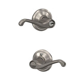 Schlage F51 Flair Antique Brass Reversible Keyed Entry Door Handle