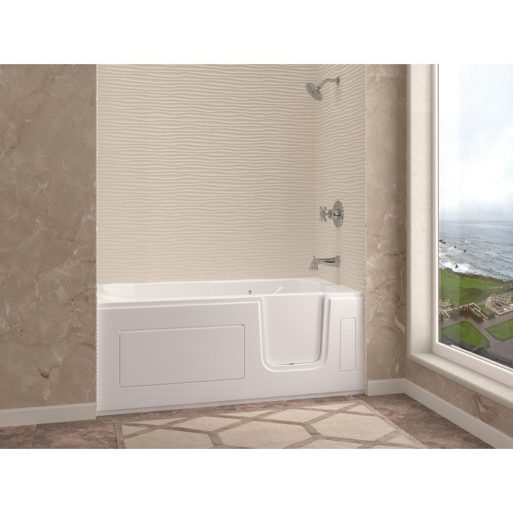 Step-In 59.6 in. Walk-In Non-Whirlpool Bathtub in White with 1.28 GPF Single Flush Toilet - Super Arbor