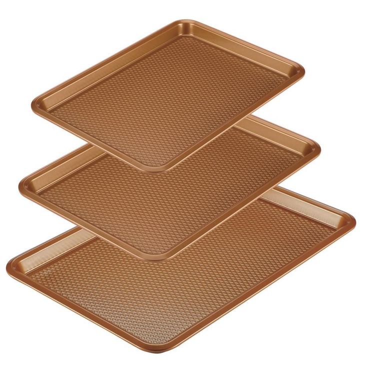Ayesha Bakeware Nonstick Cookie Pan Set, 3-Piece, Copper