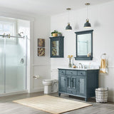 29.00 in. W x 36.00 in. H Framed Rectangular Beveled Edge Bathroom Vanity Mirror in Harbor Blue