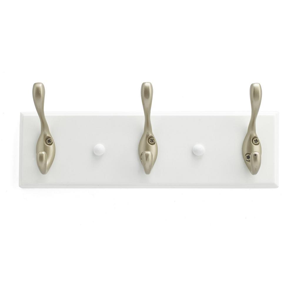 10 in. L White Board with Satin Nickel Hooks - Super Arbor