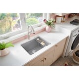 LIVEN SILGRANIT Granite Composite 25 in. x 22 in. Dual Mount Laundry Sink in Concrete Gray - Super Arbor
