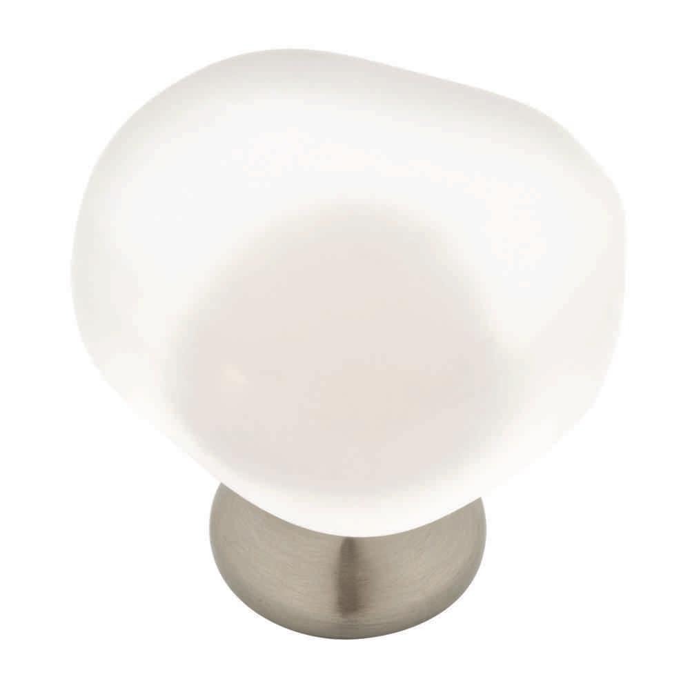 1-1/2 in. (38mm) Satin Nickel and Natural Aqua Sea Glass Cabinet Knob - Super Arbor