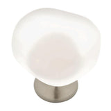 1-1/2 in. (38mm) Satin Nickel and Natural Aqua Sea Glass Cabinet Knob - Super Arbor