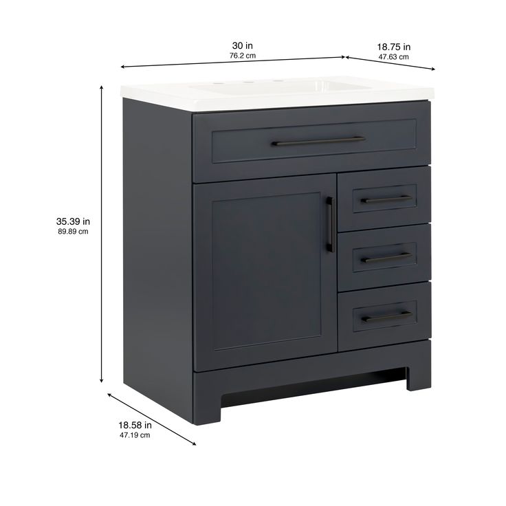 Style Selections Cauley 30-in Deep Blue Single Sink Bathroom Vanity with White Cultured Marble Top