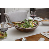 20 in. 32 oz. Braid Wooden Salad Bowl with Servers