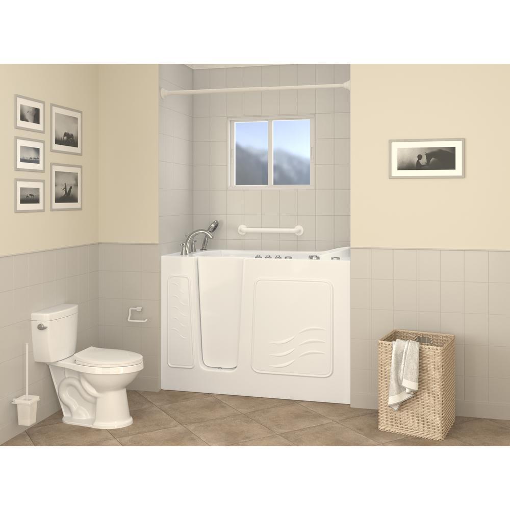 HD Series 53 in. Left Drain Quick Fill Walk-In Whirlpool and Air Bath Tub with Powered Fast Drain in White - Super Arbor