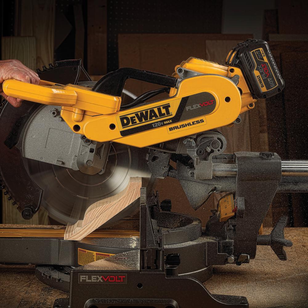 FLEXVOLT 120-Volt MAX Lithium-Ion Cordless Brushless 12 in. Sliding Miter Saw, Batteries and Bonus Stand - Super Arbor