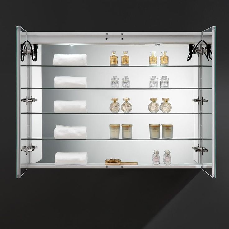 Spazio 48 in. W x 36 in. H Recessed or Surface Mount Medicine Cabinet with LED Lighting and Mirror Defogger