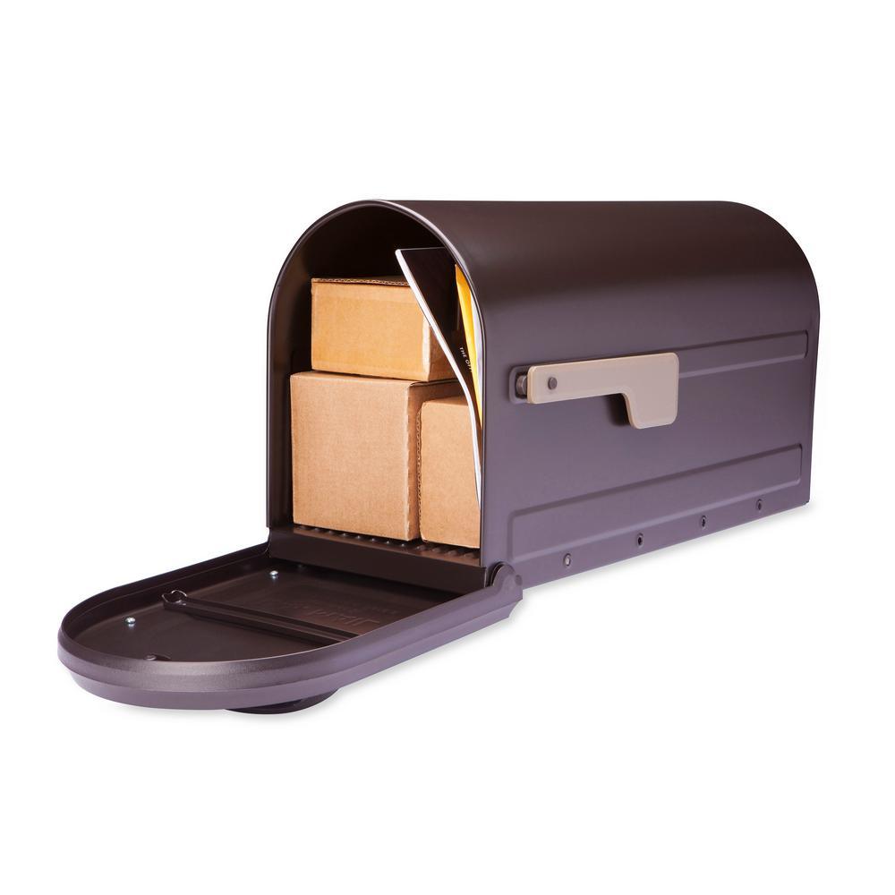 Mapleton Post Mount Mailbox Rubbed Bronze with Premium Champagne Flag - Super Arbor